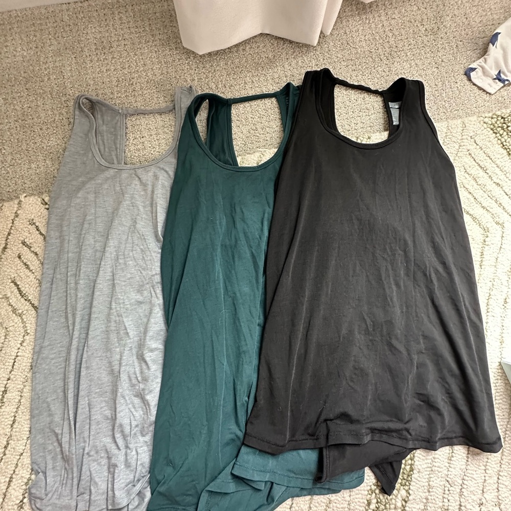 Athleta Women's Racerback Tank Top with Back Tie Set - Gray, Green, Black